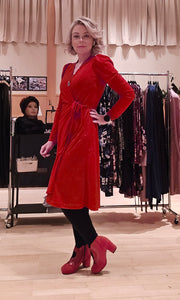 Kristín wrap-kjóll rauður glimmer