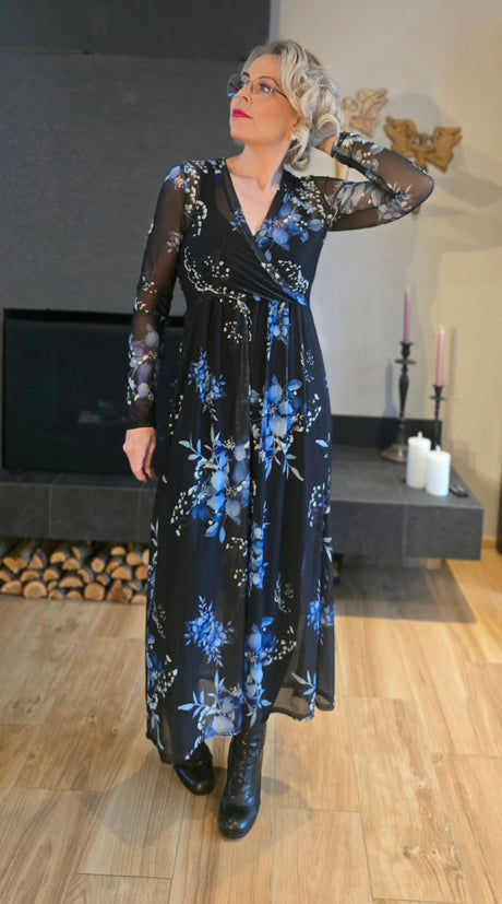 Emma mesh blá blóm