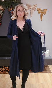 Kristín wrap-kjóll blár glimmer