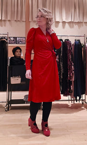 Kristín wrap-kjóll rauður glimmer