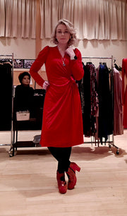 Kristín wrap-kjóll rauður glimmer