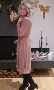 Kristín wrap-kjóll bleikur glimmer